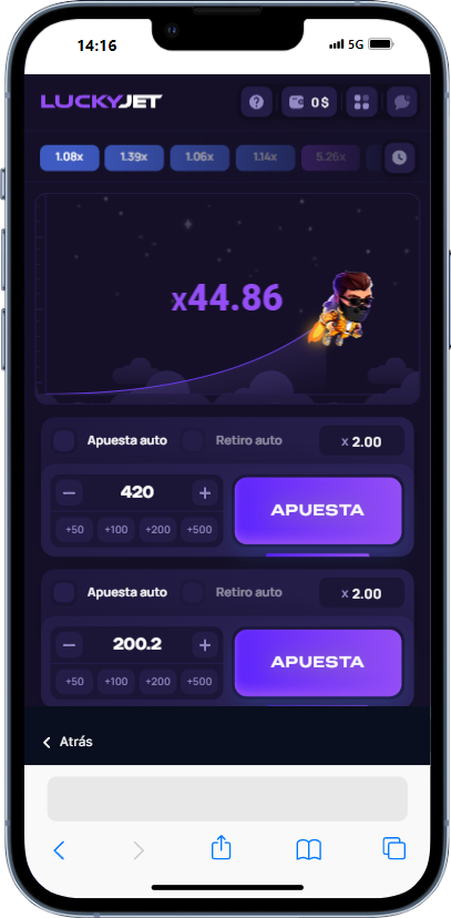 El juego Lucky Jet está disponible en la app móvil 